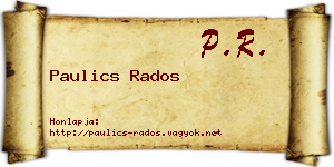 Paulics Rados névjegykártya